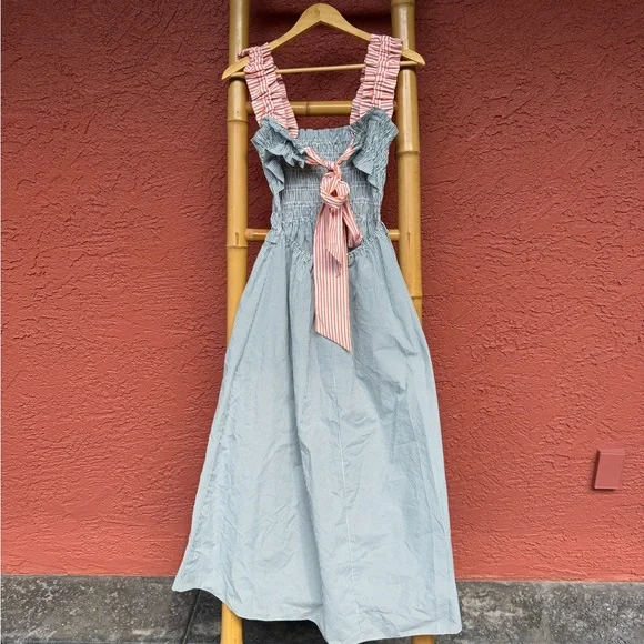 TopShop Gray and Terracotta Smocked Dress - Picture 3 of 7